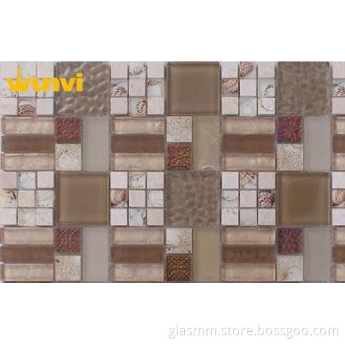 Wear resistant bedroom Glass And Metal Mosaic Tile , Glazed